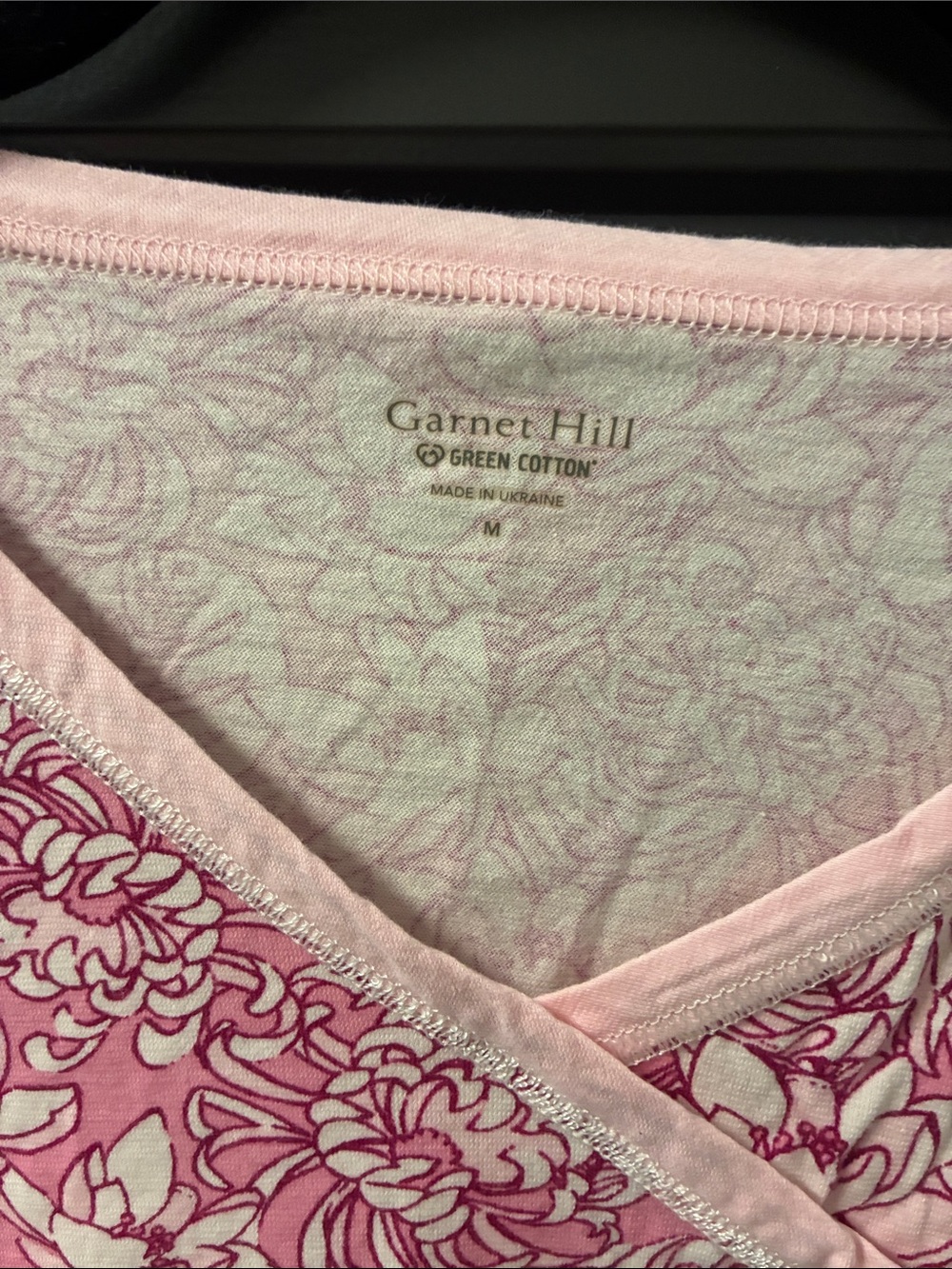 Garnet Hill Pink & White Floral Asian Wrap Pajama Set - Picture 3 of 4